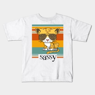 Cat with sunglasses vintage Sassy Cat lover Kids T-Shirt